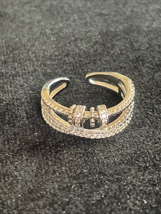 Jewelry - Silver tone Crystal Accent Open Band Ring - Silver